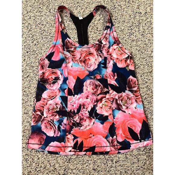 Lululemon Lightened‎ Up Singlet Tank Secret Garden/Black Size 2? - Picture 1 of 3